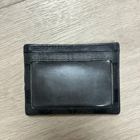 Coach Women’s Card Case in Signature Canvas & Black Leather